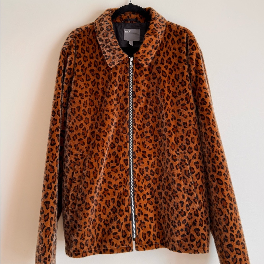 Light Weight Leopard Print Faux Fur Jacket